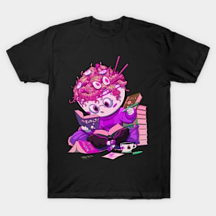 Ramen noodle teacher reading books - Sapphire T-Shirt